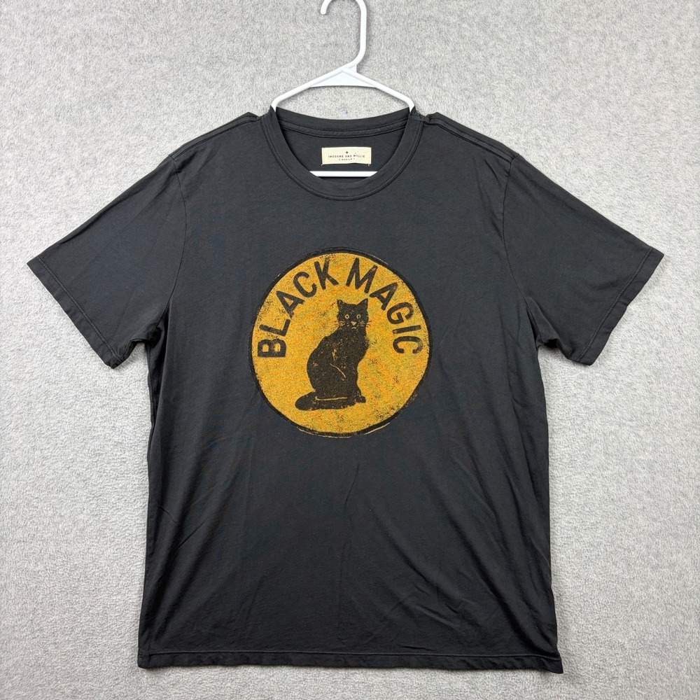 Imogene Willie T Shirt Mens Medium Dark Gray Black Magic Cat Graphic USA MADE